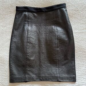 Club Monaco Black Croc-Embossed Pencil Skirt